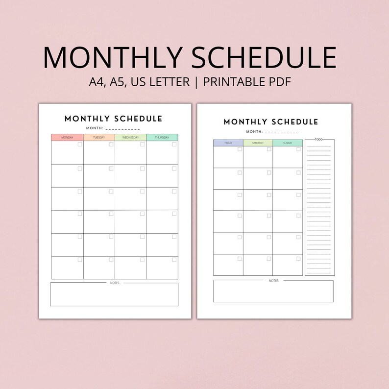 Homeschool Monthly Schedule Printable, Homeschool Planner, Lesson Planner, Homeschool Printables, A4, LETTER, A5, PDF image 1