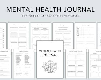 Mental Health Journal, Mental Health Planner, Anxiety Journal, Wellness Journal, Mood Tracker, Shadow Work Journal, Self-Care, DBT