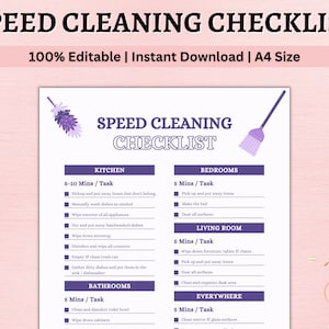 Editable Weekly Cleaning Checklist, Cleaning Schedule, Printable Cleaning To Do List, Customizable Weekly Cleaning Planner