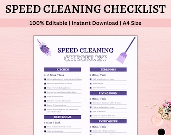 Editable Weekly Cleaning Checklist, Cleaning Schedule, Printable Cleaning To Do List, Customizable Weekly Cleaning Planner