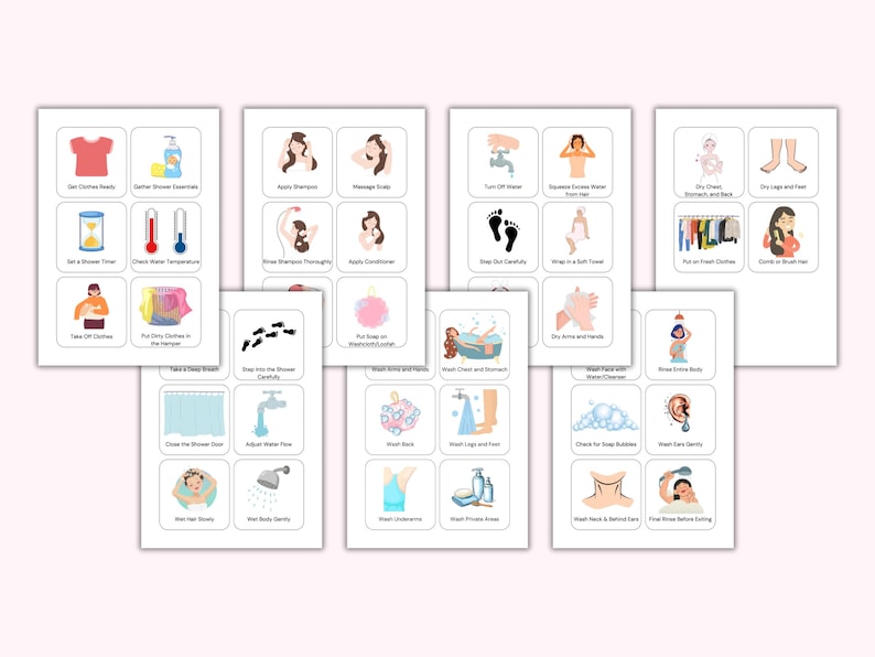 Shwer Routine Card Shower Routine Cards: Visual Schedule for Kids & Adults (PDF) - Etsy
