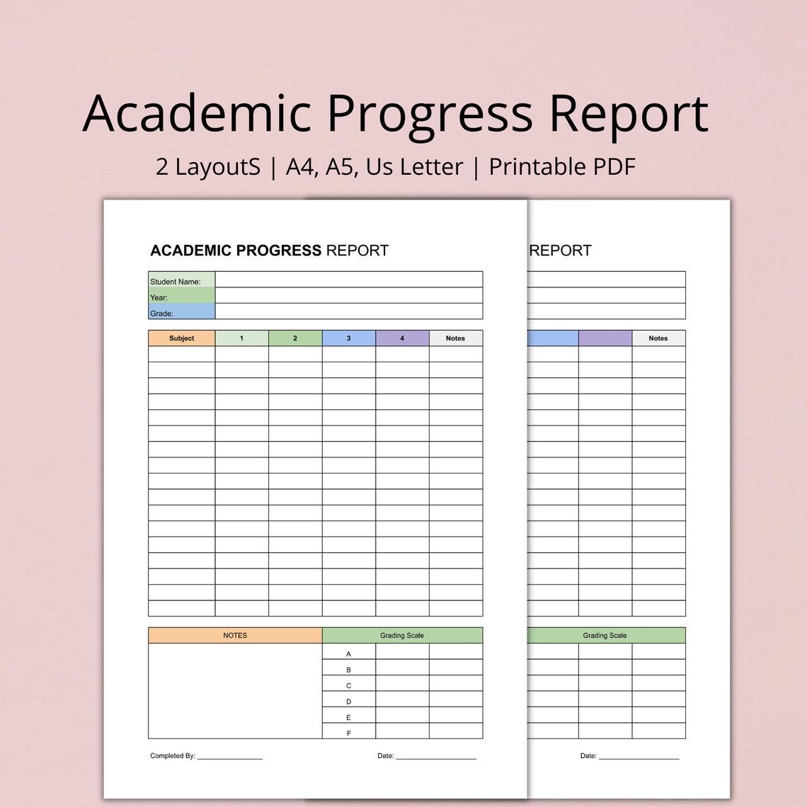 Homeschool Report Card Template Homeschool Progress Report Etsy
