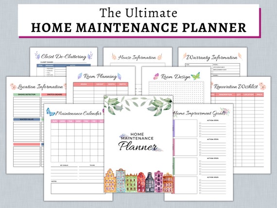 Home Maintenance Planner Printable, Home Improvement Planner, Maintenance Tracker, Maintenance Checklist, Home Maintenance Binder PDF