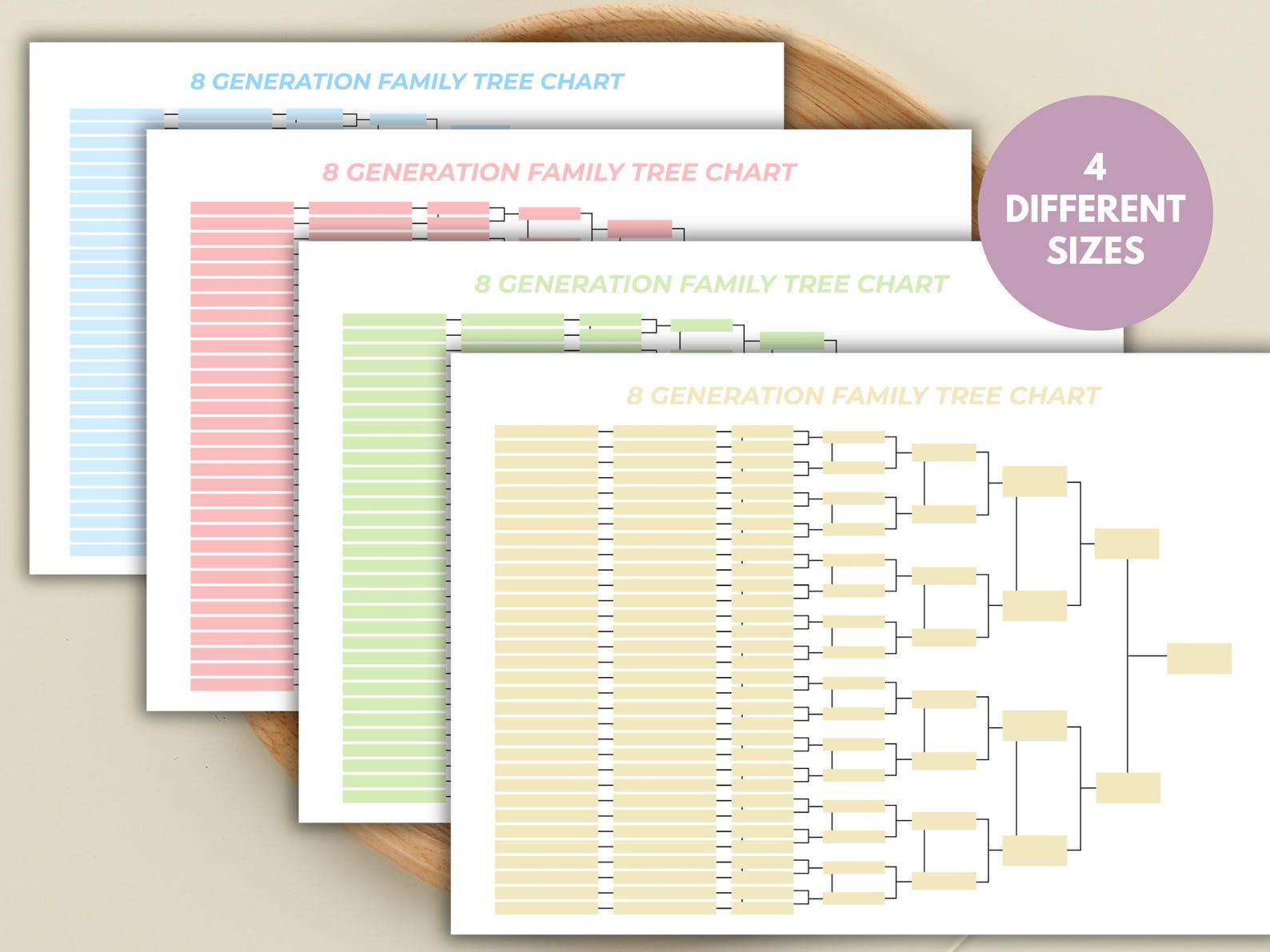 8 Generation Family Tree Chart | Editable Printable Ancestor Chart ...