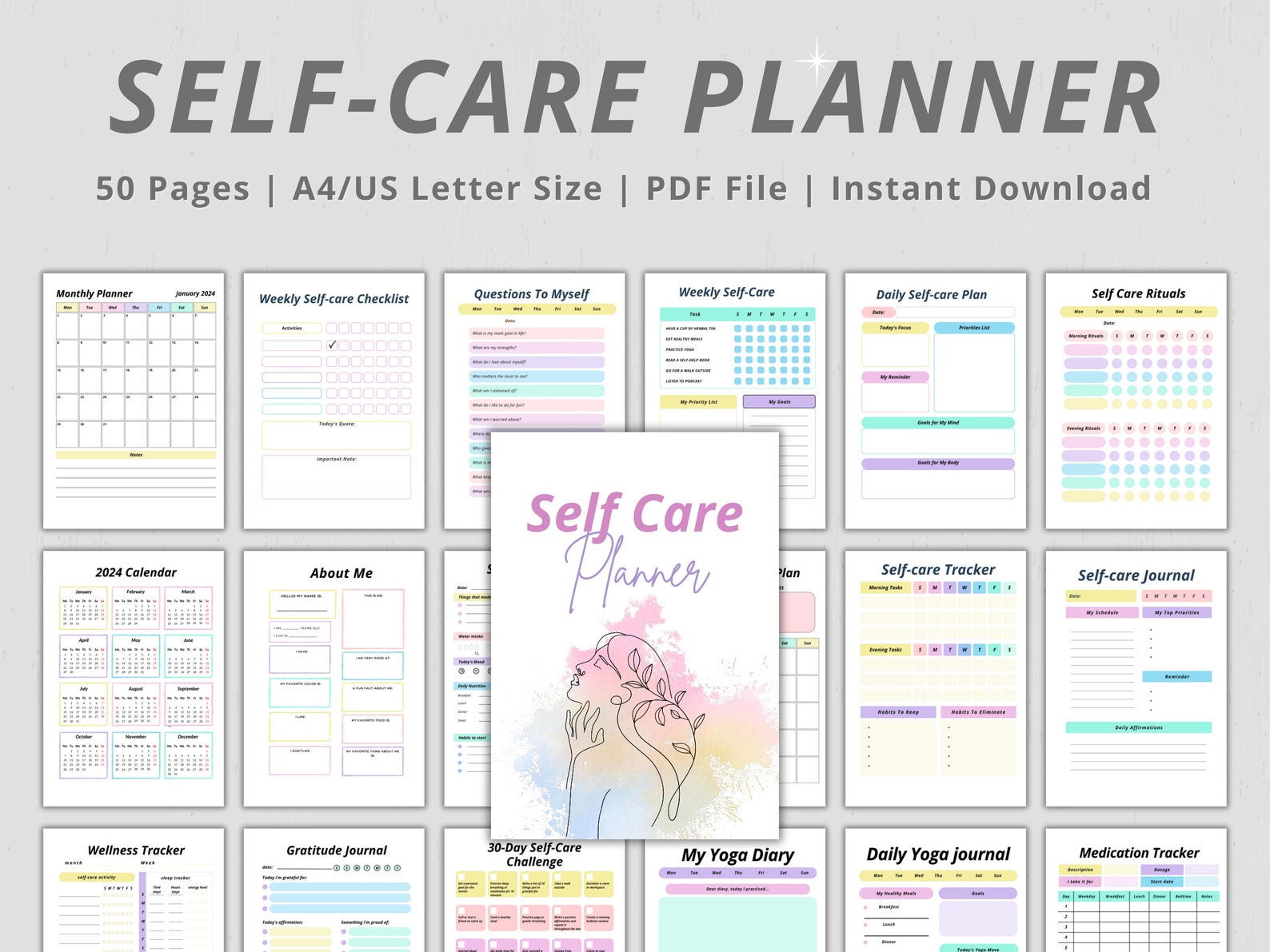 Self Care Planner Printable, Self-love Journal, Mental Health Worksheet ...