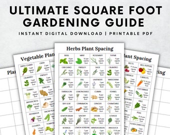 Ultimate Square Foot Gardening Guide Printable Grid, Garden Planner, Plant Planner, Garden Organizer, Plants Records, Gardening Logbook