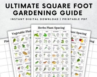 Ultimate Square Foot Gardening Guide Printable Grid, Garden Planner, Plant Planner, Garden Organizer, Plants Records, Gardening Logbook