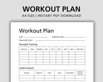 Workout Tracker Printable: Strength & Cardio Log (PDF)