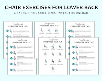Chair Exercises for Lower Back Pain, Chair Yoga for Seniors, 20 Seated Stretches Printable Guide, Back Pain Relief Workout PDF