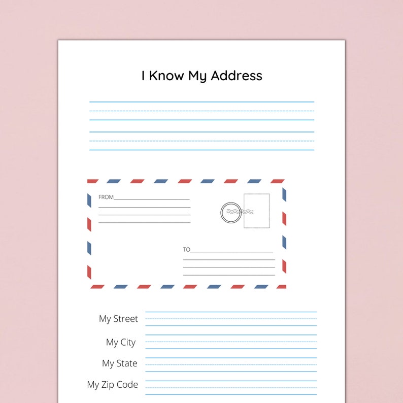 Address Kids Activity, Address Practice, Homeschool Planner, Printable ...