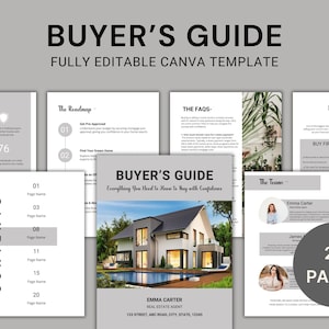 Guía para compradores de vivienda, Guía para compradores primerizos, Plantilla de marketing inmobiliario, Proceso de compra de vivienda, Hoja de ruta del comprador, Plantilla de Canva