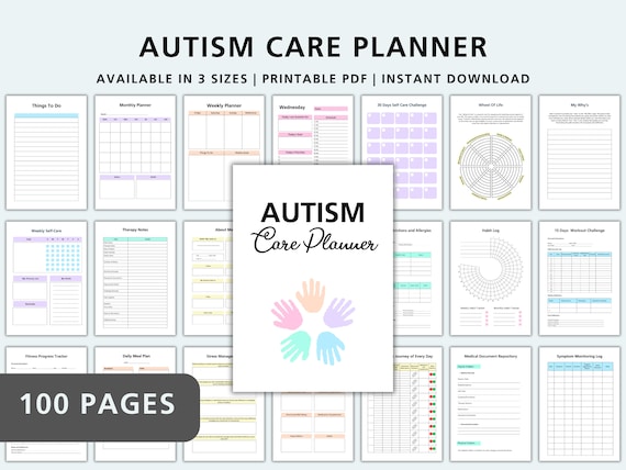 Autism Care Binder, Autism Planner Printable, Special Needs Child Planner Autistic Child Worksheet, Neurodivergent, Autism Therapy Journal