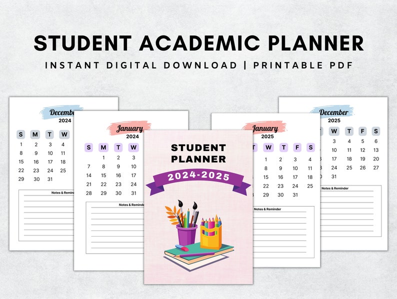 2025 Student Academic Planner, Printable Student Planner Bundle, Adhd ...