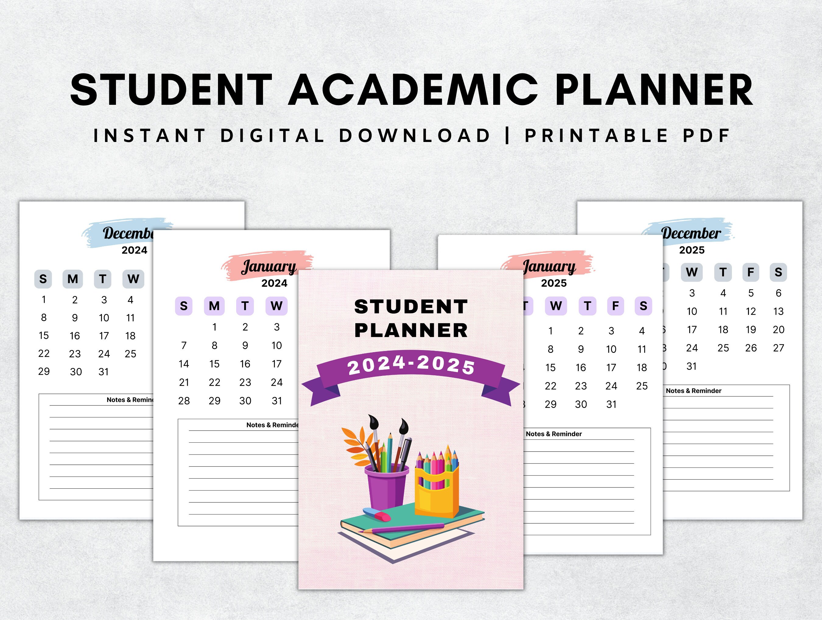 2025 Student Academic Planner, Printable Student Planner Bundle, Adhd ...