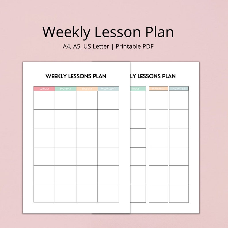Printable Lesson Plan, Teacher Lesson Planner, Teacher Planner, Lesson Plan Template, A4, LETTER, A5 PDF image 2