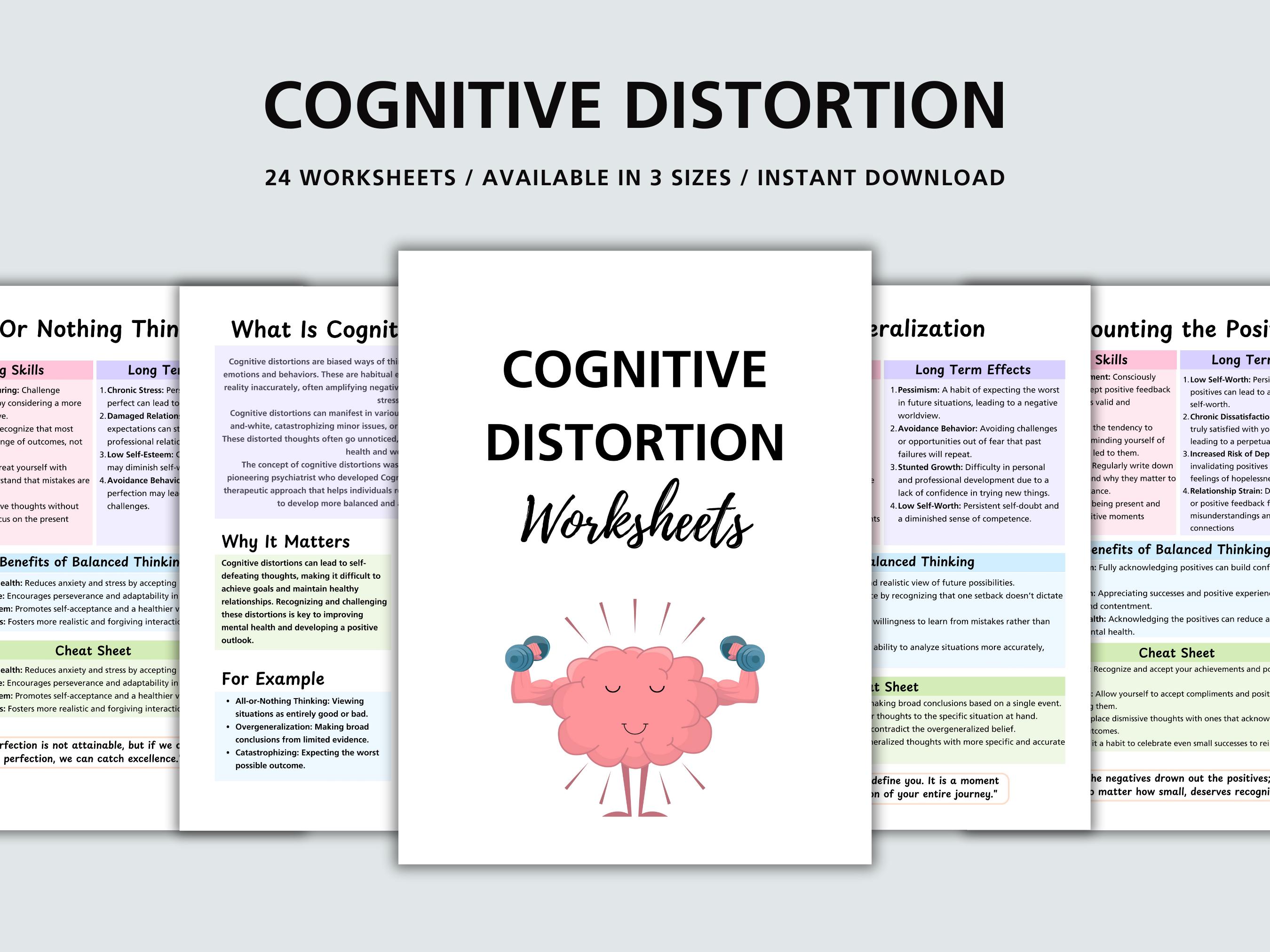 Cognitive Distortion Worksheets Printable, Mental Filtering ...