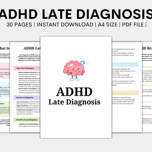 Arbeitsblätter zur ADHS-Spätdiagnose-Therapie, ADHS-Planer für Erwachsene, Überwindung des Aufschubs, Arbeitsblatt zur Problemlösung, sofortiger Download