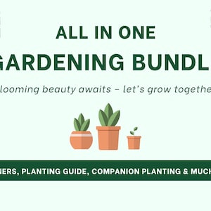 Garten-Planer-Bundle, Begleiter-Pflanzen-Anleitung, Pflanzenpflegekarten, Quadratfuß-Garten-Anleitung, druckbares Gitter, Garten-Organizer