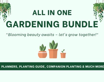 Gardening Planner Bundle, Companion Planting Guide, Plant Care Cards, Square Foot Gardening Guide Printable Grid, Garden Organizer