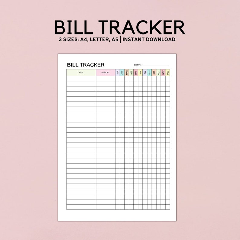 Bill Tracker Planner Printable Bill Planner Budget Planner - Etsy