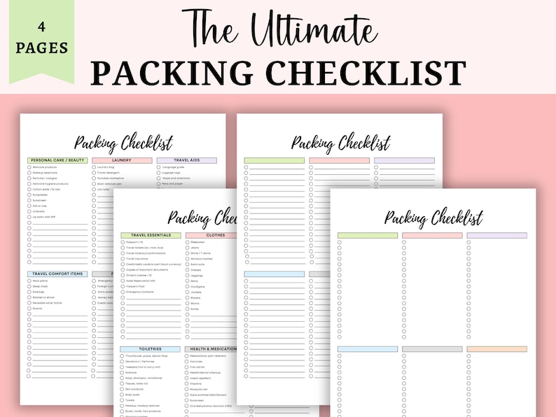 Editable Travel Packing List: Printable Travel Planner (A4, A5, US ...