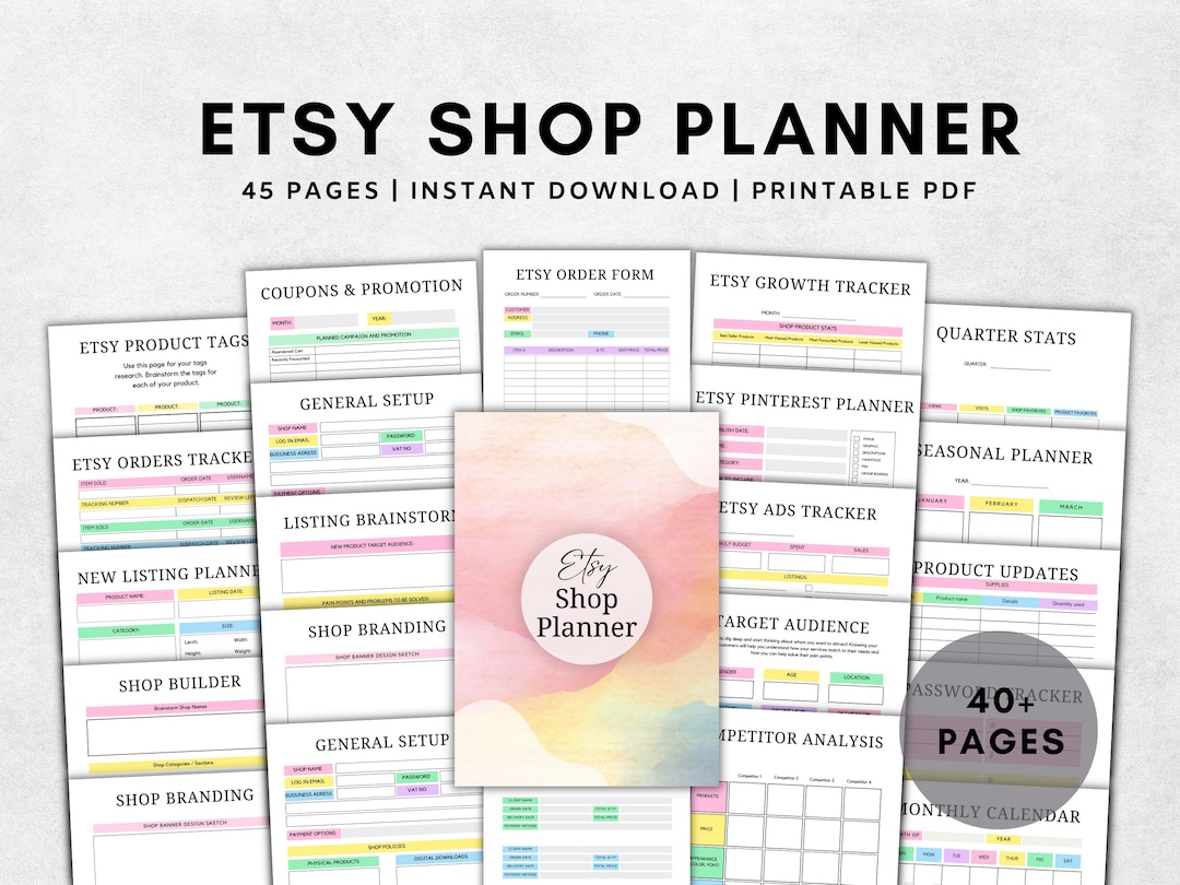 Etsy Shop Planner Printable, Etsy Business Plan, Etsy Seller Planner