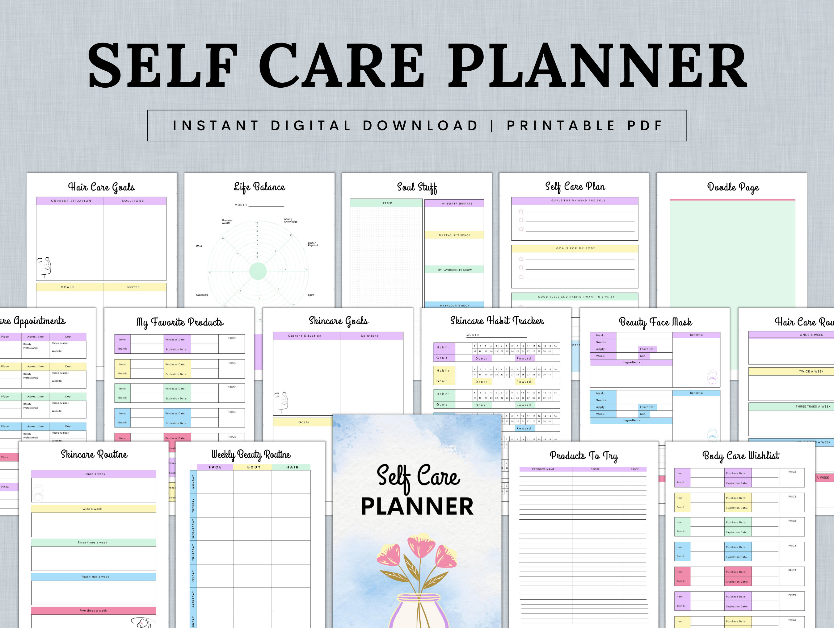 Self Care Planner Bundle: Mental Health & Wellness Journal (PDF) - Etsy
