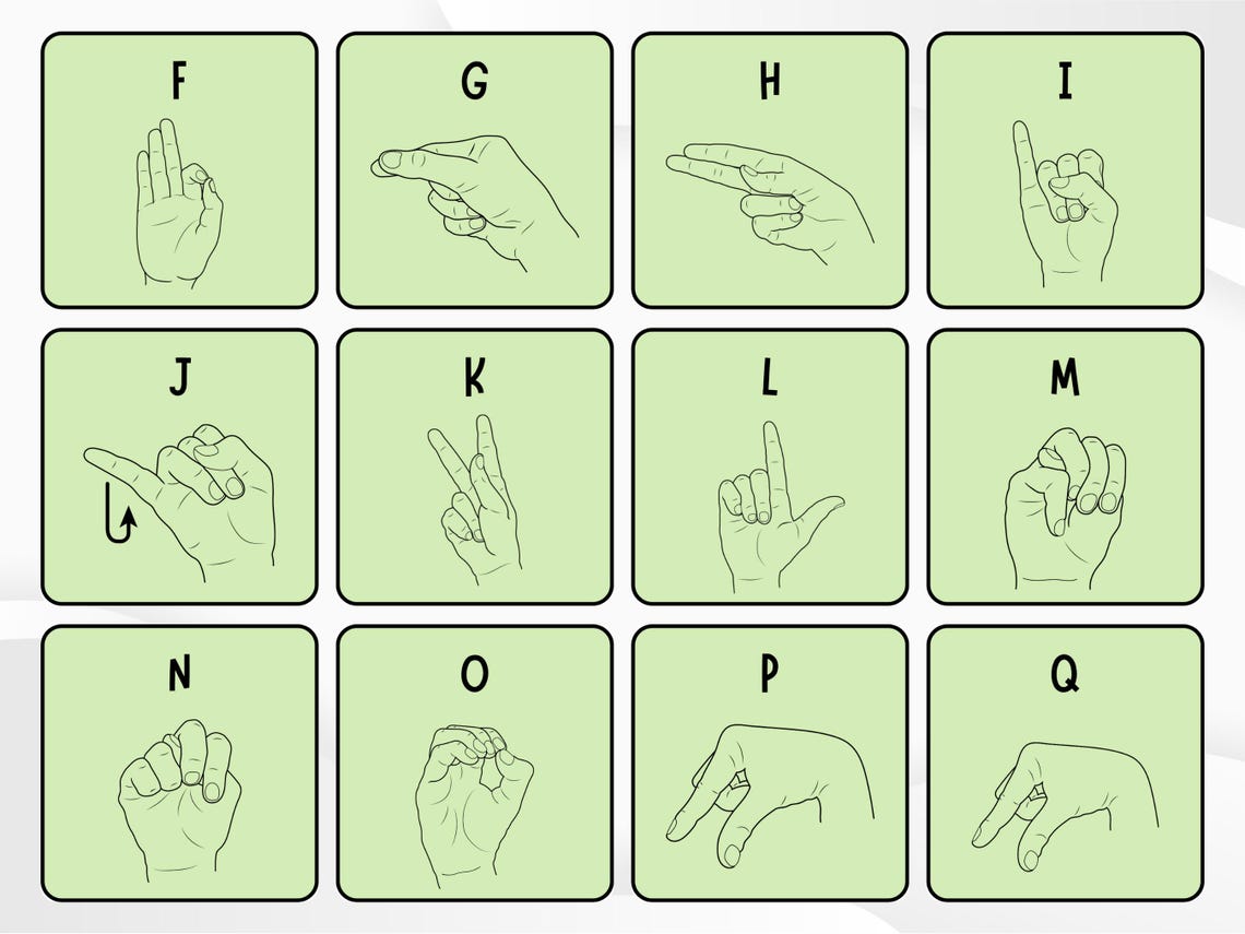 Printable ASL Flashcards: 45 Illustrated Sign Language Cards (digital ...