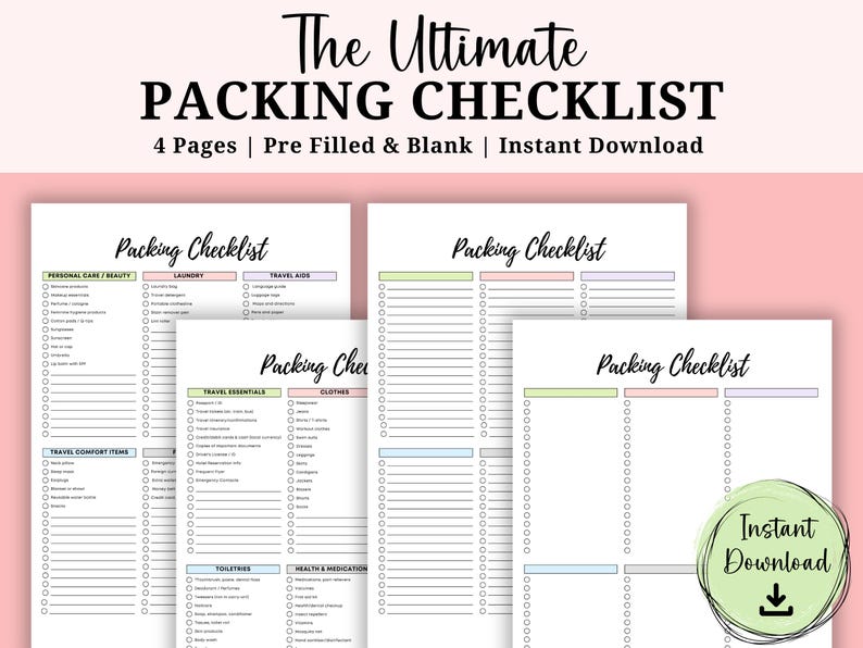 Editable Travel Packing List: Printable Travel Planner (A4, A5, US ...
