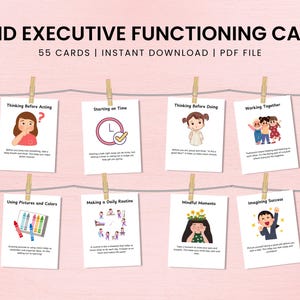 ADHS Exekutiv Funktionskarten für Kinder, druckbare Karten, Verhaltensmanagement, Fokus-& Organisations-Tools, ADHS Unterstützung für Kinder