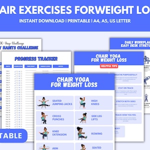 Chair Exercises for Weight Loss  with Bonus Desk Stretches & Healthy Habits Challenge |30-Day Chair Yoga | Wellness Bundle | health tracker