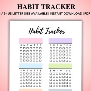 Minimalistic Daily Habit Tracker Printable Weekly Habit Tracker Printable, Habit Tracker Template, Routine Tracker, 7 Day Habit Challenge
