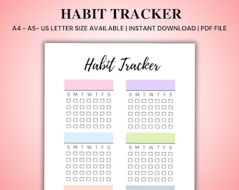 Minimalistischer täglicher Habit Tracker zum Ausdrucken, wöchentlicher Habit Tracker zum Ausdrucken, Habit Tracker Vorlage, Routine-Tracker, 7-Tage-Habit-Challenge