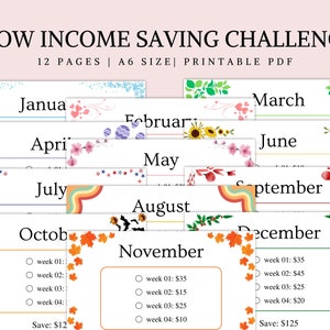 A6 Low Income Savings Challenge Bundle, Monthly Savings Challenge Bundle, Money Challenge, Savings Tracker Printable, Instant Download