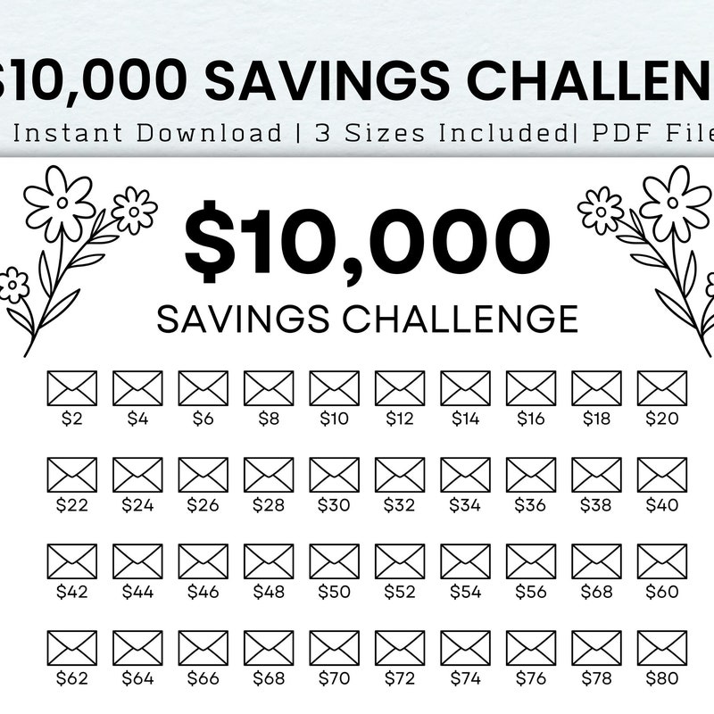 Savings Challenge Printable Etsy