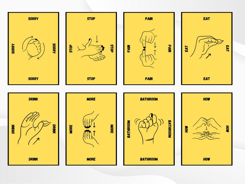 Include In Asl Printable ASL Flashcards: 45 Illustrated Sign Language Cards (PDF ...