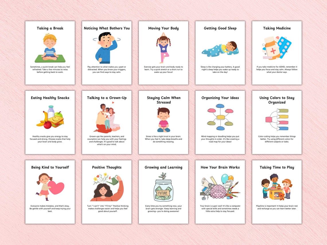 ADHD Executive Functioning Cards for Kids | Printable Cards | Behavior ...