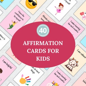 40 Affirmation cards for kids, Motivational Cards, Positivity Cards, Daily Affirmation, Kids Affirmation Card, instant download pdf