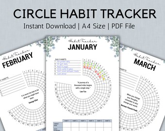 Circle Daily Habit Tracker PDF, Traccia abitudini stampabile, Traccia abitudini quotidiane, Traccia abitudini quotidiane, Traccia abitudini quotidiane, Download istantaneo