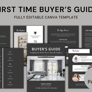 Guía para compradores de vivienda, Guía para compradores primerizos, Plantilla de marketing inmobiliario, Proceso de compra de vivienda, Hoja de ruta del comprador, Plantilla de Canva