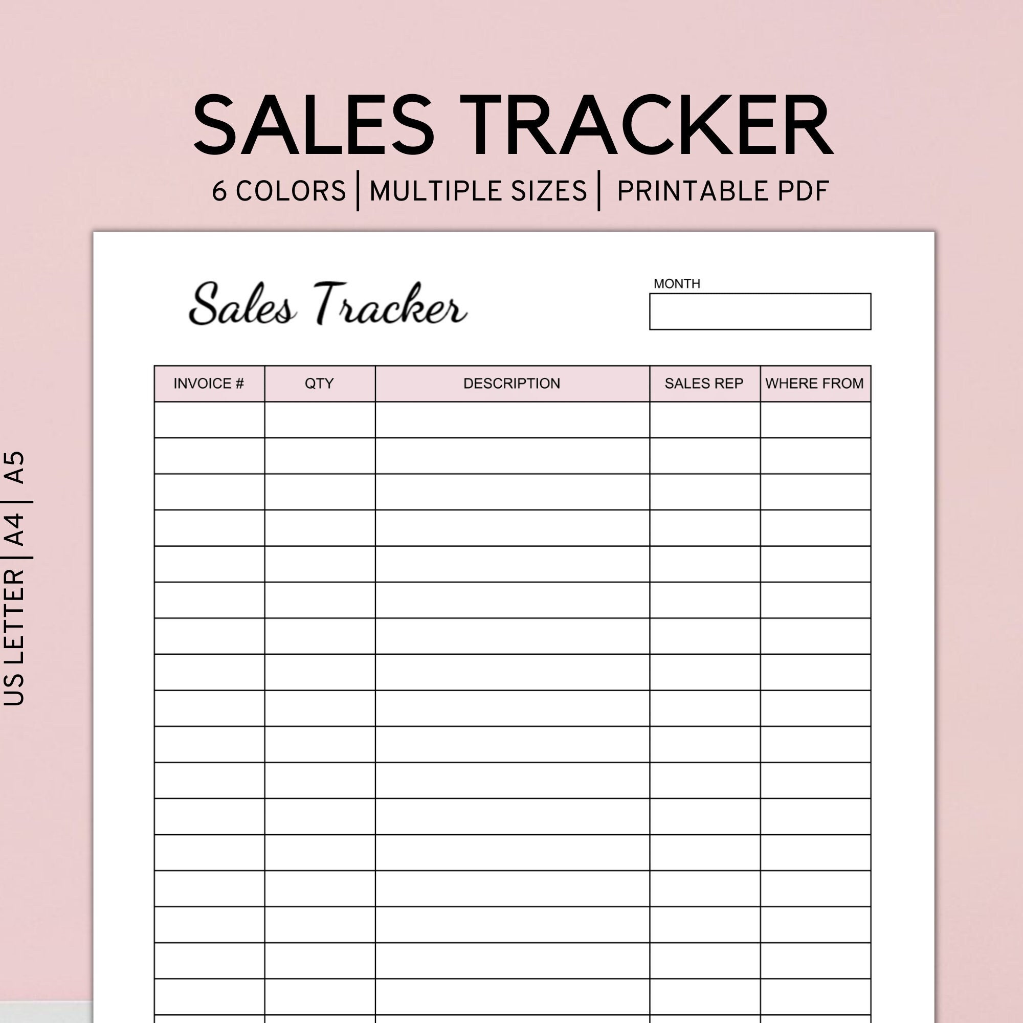 printable sales tracker, order tracker form, order form template