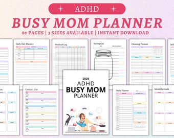 2025 ADHD Busy Mom Planner: Printable Daily Organizer (Digital Download)