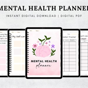 Mental Health Planner Digital, Mental Health Journal, Anxiety Mood Tracker, Therapy Journal, Self Care Planner Digital,
