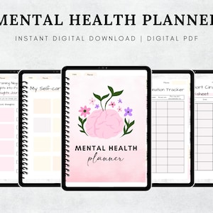 Mental Health Planner Digital, Mental Health Journal, Anxiety Mood Tracker, Therapy Journal, Self Care Planner Digital,