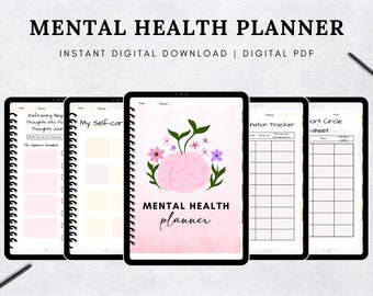 Mental Health Planner Digital, Mental Health Journal, Anxiety Mood Tracker, Therapy Journal, Self Care Planner Digital,