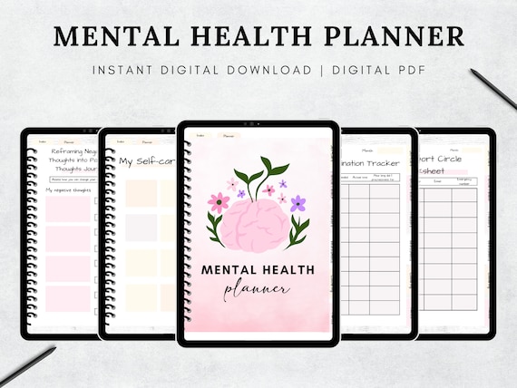 Mental Health Planner Digital, Mental Health Journal, Anxiety Mood Tracker, Therapy Journal, Self Care Planner Digital,