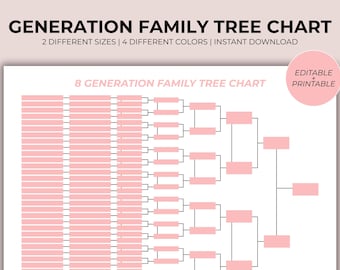 8 Generation Family Tree Chart | Editable Printable Ancestor Chart | Genealogy Template | Ancestry Tree | Family  Worksheet | History Chart