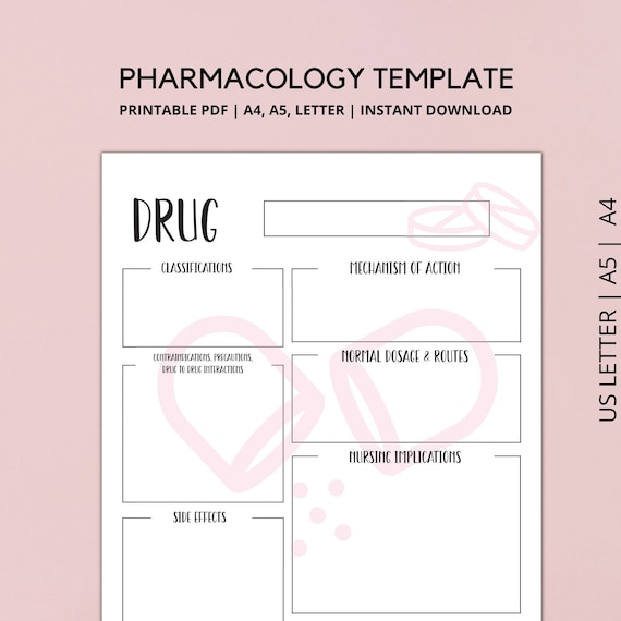 Pharmacology Template Drug Template Nursing Study Guide Etsy Hong Kong
