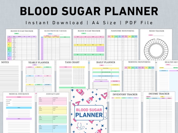 Blood Sugar Tracker, Diabetes Planner, Diabetes Meal Plan & Food List, Blood Sugar Log, Glucose Tracker, Medical Health Planner