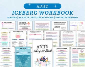 ADHD Iceberg Workbook: Anxiety & Self-Care (Digital Download)